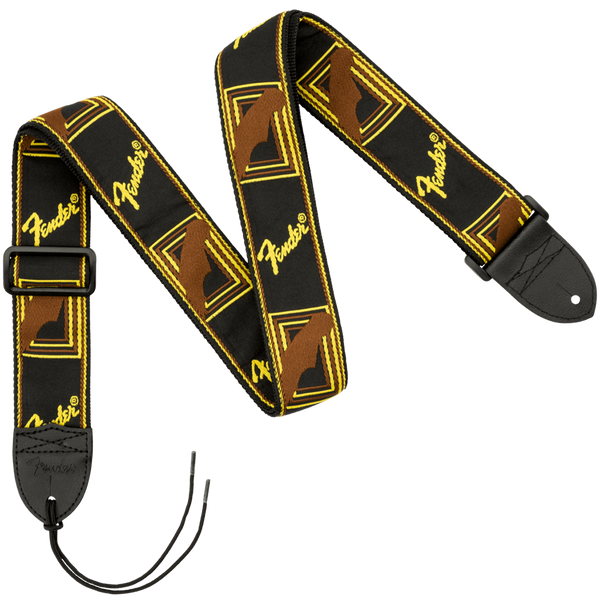 Classic design 2" Guitar Strap. Black, Yellow & Brown.