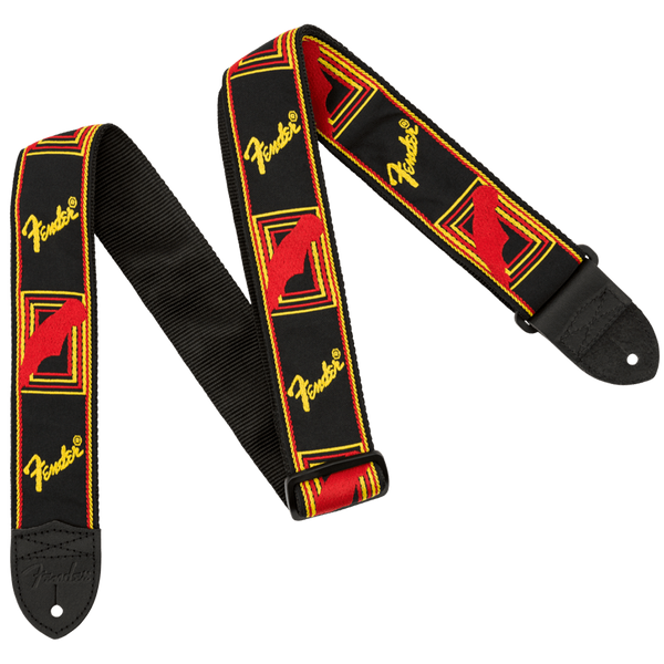 Classic design 2" Guitar Strap. Black, Yellow & Red.