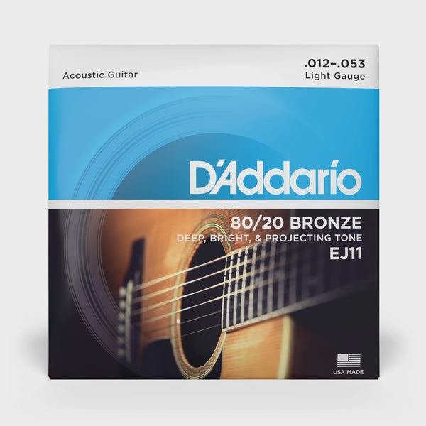 D'Addario EJ11 80/20 Bronze Acoustic Guitar Strings. 12-53