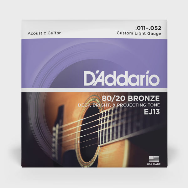 D'Addario EJ13 80/20 Bronze Acoustic Guitar Strings. 11-52