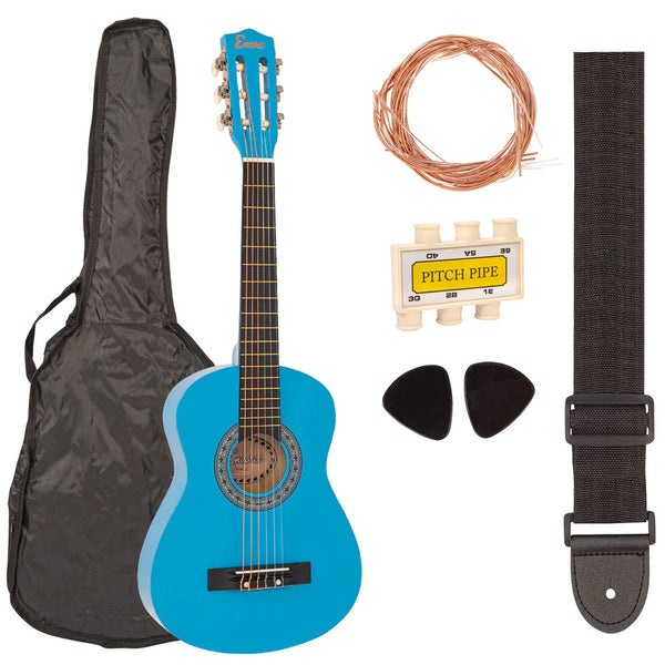 Student ENC12 1/2 Size Classical Guitar Pack in Blue. 30 inch junior size.