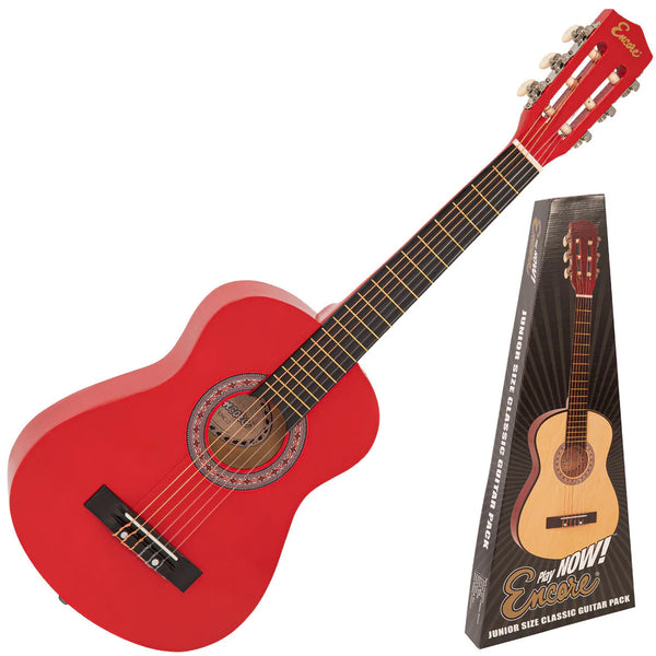 Student ENC12 1/2 Size Classical Guitar Pack in Red. 30 inch junior size.