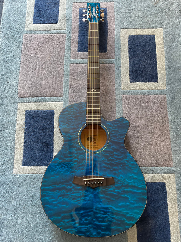 Tanglewood TA4CEBL Electro Acoustic guitar in Blue. Azure series.