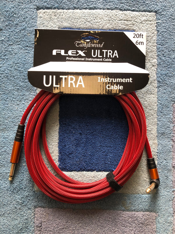 FX6M-A -  Tanglewood Flex Ultra Instrument Cable MERLOT - 20FT (6M), Angled