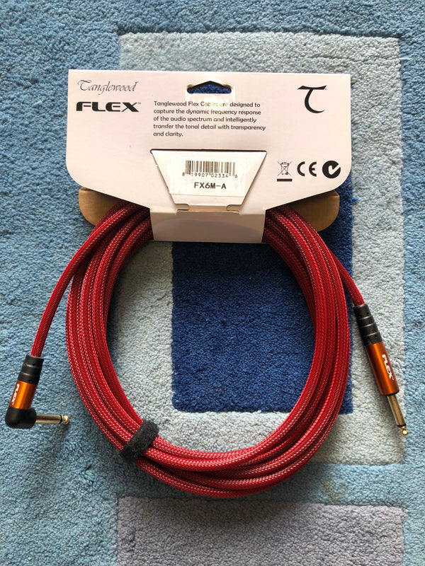 FX6M-A -  Tanglewood Flex Ultra Instrument Cable MERLOT - 20FT (6M), Angled