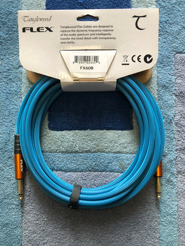 FX6OB-  Tanglewood Flex Ultra Instrument Cable OCEAN BLUE - 20FT (6M), Straight