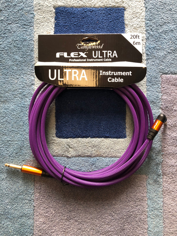 FX6BRY-A -  Tanglewood Flex Ultra Instrument Cable BLACKBERRY - 20FT (6M), Angled