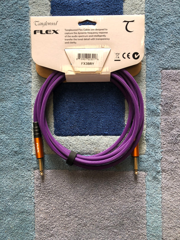 FX3BRY-  Tanglewood Flex Ultra Instrument Cable BLACKBERRY - 10FT (3M), Straight