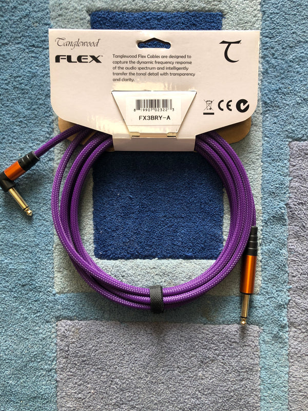 FX3BRY-A -  Tanglewood Flex Ultra Instrument Cable BLACKBERRY - 10FT (3M), Angled