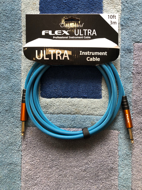 FX3OB-  Tanglewood Flex Ultra Instrument Cable OCEAN BLUE - 10FT (3M), Straight
