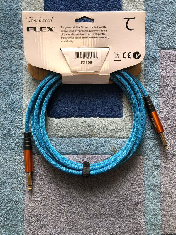 FX3OB-  Tanglewood Flex Ultra Instrument Cable OCEAN BLUE - 10FT (3M), Straight