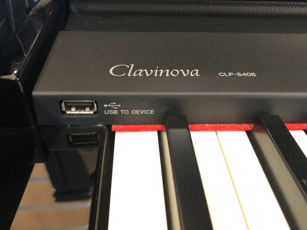 Used Yamaha CLP-S408PE Digital Piano inc stool. Polished Ebony
