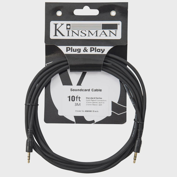 Kinsman KSC02 Standard Soundcard Audio Cable ~ 3.5mm Stereo/3.5mm Stereo. 10ft/3m