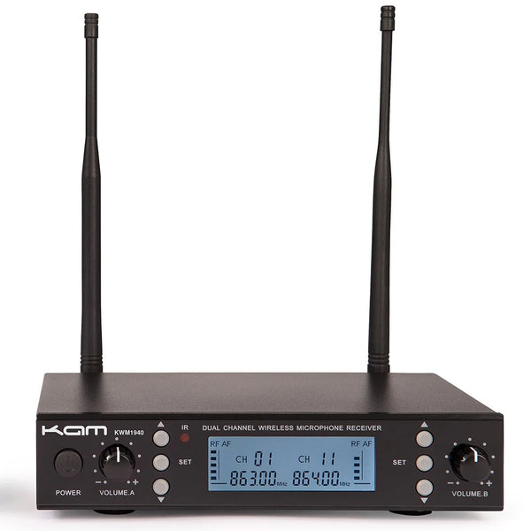 Kam KWM1940 UHF Multi Channel Professional Wireless Microphone System. 2 Mics.