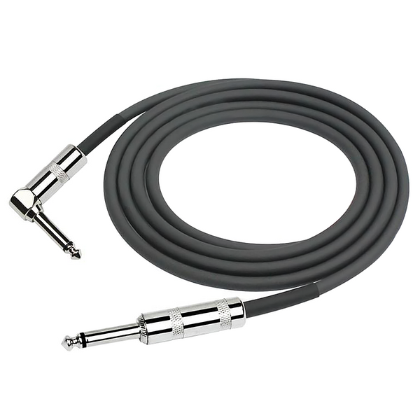 DELUXE SERIES 10'STRAIGHT TO RIGHT ANGLE ENDS BLACK GUITAR CABLE.