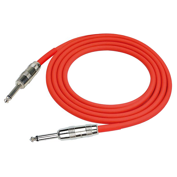 DELUXE SERIES 10' STRAIGHT ENDS RED GUITAR CABLE.