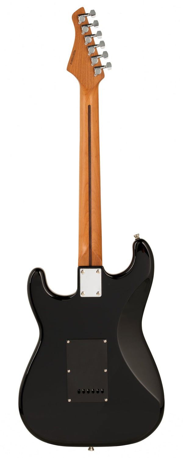 Strat style electric guitar suitable for beginners. Black Gloss.