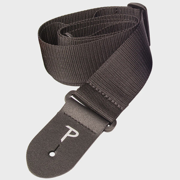 Perri's Polyester Extra Long Guitar Strap PLNWS20B. Black Poly.