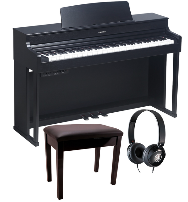 Medeli UP405EBK FORTE Series Digital Upright Piano with Package options. Black.