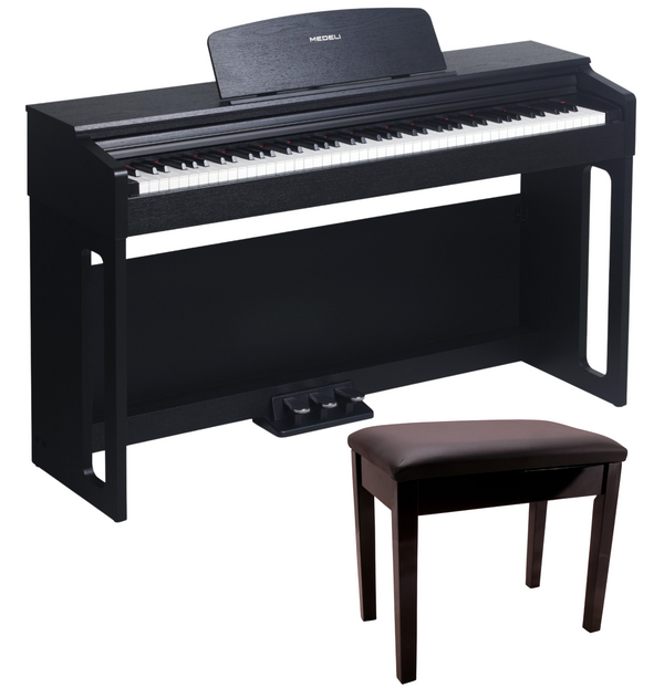 Medeli EDUCATIONAL Series Digital Upright Piano. 88 Key. Black with Package options. Black.