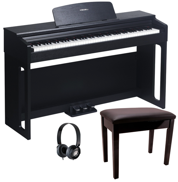 Medeli EDUCATIONAL Series Digital Upright Piano. 88 Key. Black with Package options. Black.
