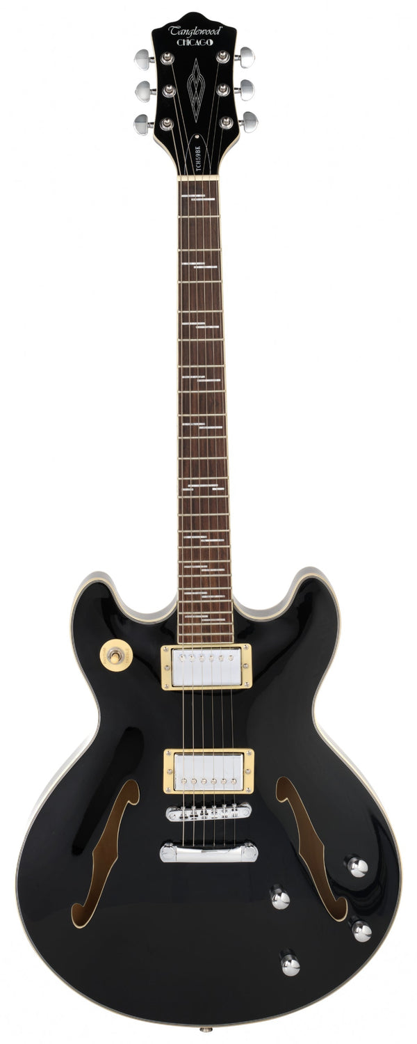 Chicago Hollow body arch top Electric Guitar in Black Gloss