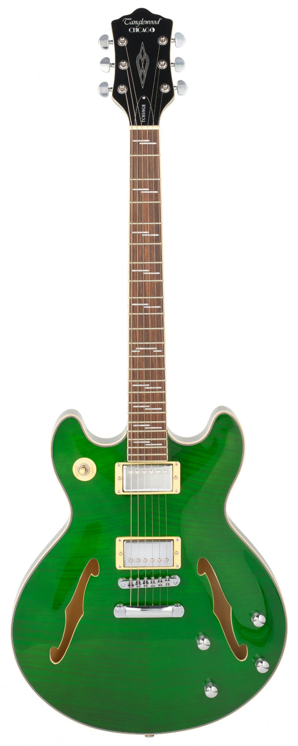 Chicago Hollow body arch top Electric Guitar in Emerald Green Gloss