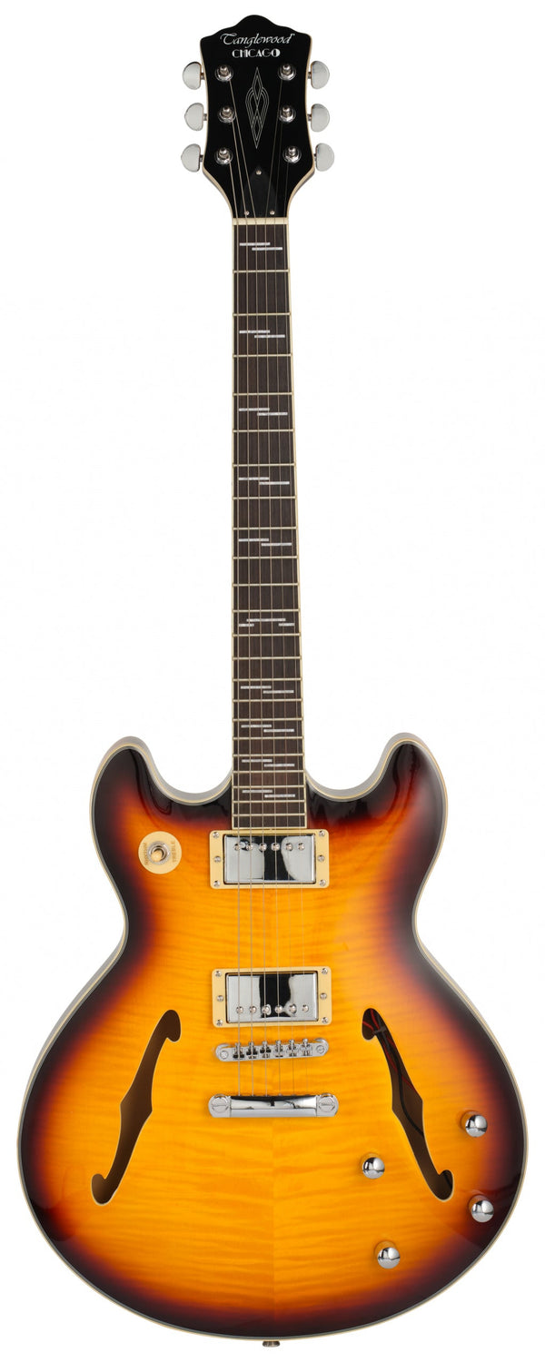 Chicago Hollow body arch top Electric Guitar in Vintage Burst