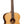 Acoustic guitar with a wooden body and dark brown neck on a white background