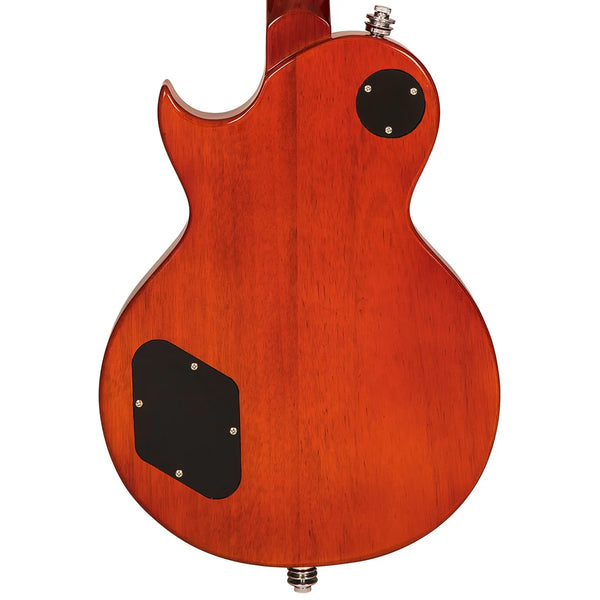 Vintage V100AFD Les Paul Electric Guitar with Flamed Amber Top.