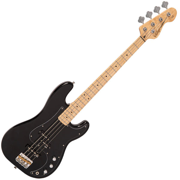 Vintage V42 ReIssued Bass Guitar. Black with Maple neck.