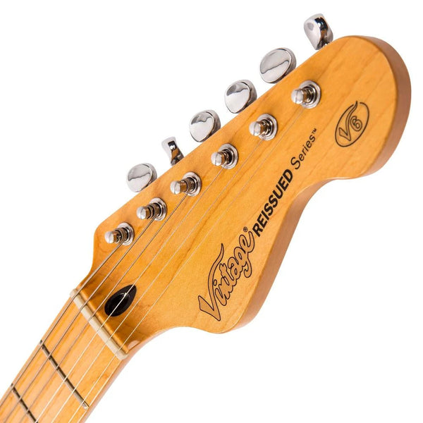 Vintage V6MNAT Stratocater style electric guitar in Gloss Natural Finish
