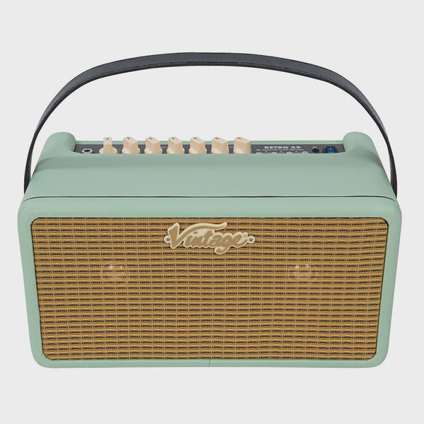 Vintage VMA25GR Retro 25W Guitar Amplifier with DSP.  Mint Green