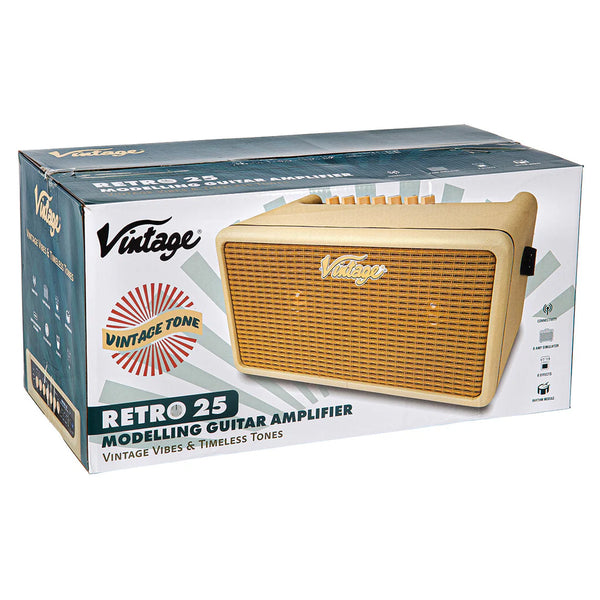 Vintage VMA25BK Retro 25W Guitar Amplifier with DSP. Black