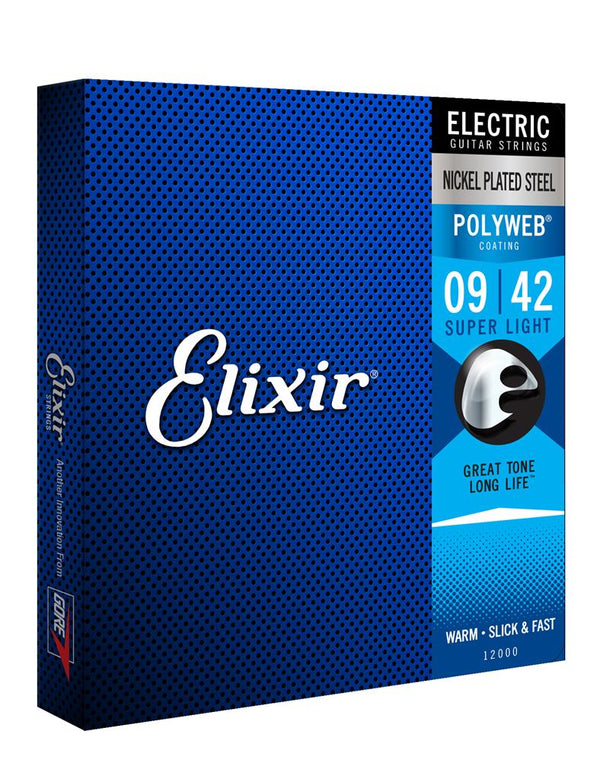 ELIXIR 12000 POLYWEB ELECTRIC GUITAR STRINGS. 9-42.