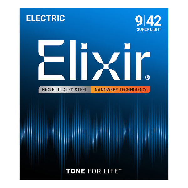ELIXIR E12002 NANOWEB ELECTRIC GUITAR STRINGS. 9-42.