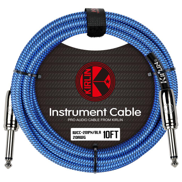 KIRLIN FABRIC 10' STRAIGHT GUITAR CABLE. BLUE