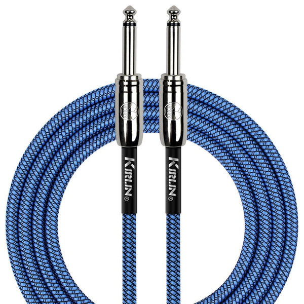 FABRIC 10' STRAIGHT ENDS BLUE GUITAR CABLE.