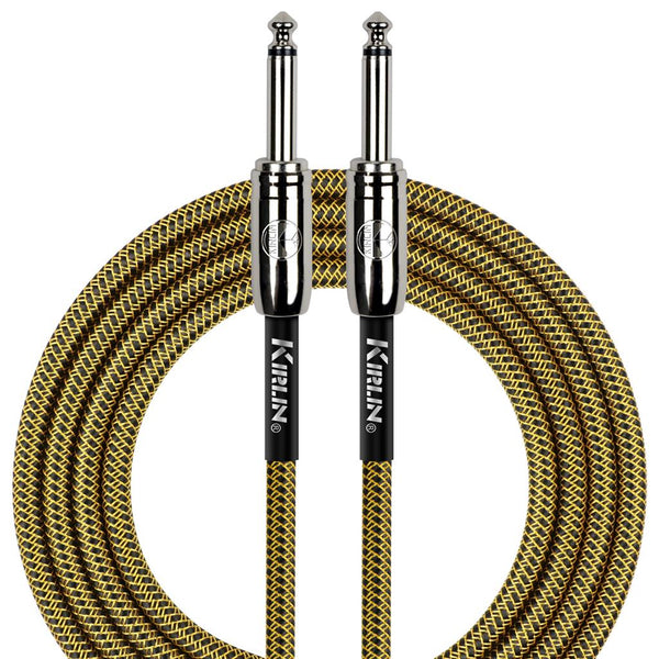 FABRIC 10' STRAIGHT ENDS BLACK & YELLOW GUITAR CABLE