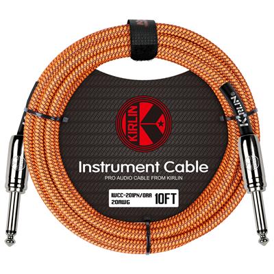 KIRLIN IWCC-201PN/ORA 10 Foot Straight ends Braided guitar cable. Orange.