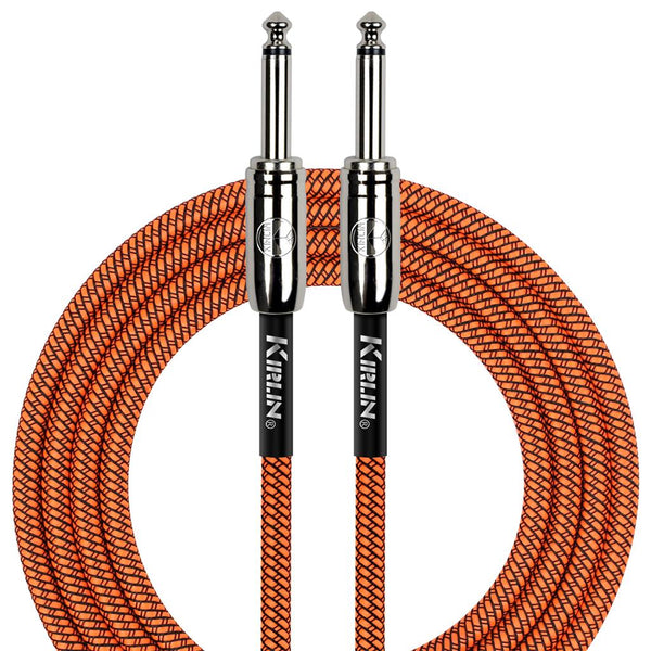 FABRIC 10' STRAIGHT ENDS ORANGE GUITAR CABLE.
