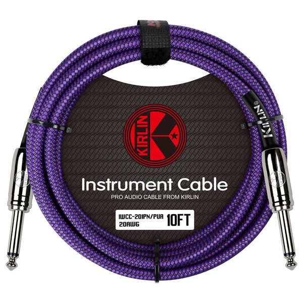 KIRLIN IWCC201PNPU-10FT FABRIC STRAIGHT ENDS GUITAR CABLE. PURPLE