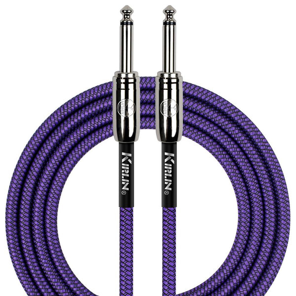 KIRLIN FABRIC 20' STRAIGHT ENDS GUITAR CABLE. PURPLE. IWC201PNPU-20FT