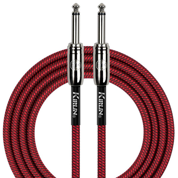 FABRIC 10' STRAIGHT ENDS RED GUITAR CABLE.