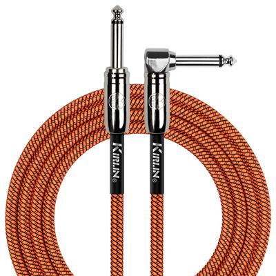 FABRIC 10' STRAIGHT TO RIGHT ANGLE ENDS ORANGE GUITAR CABLE.