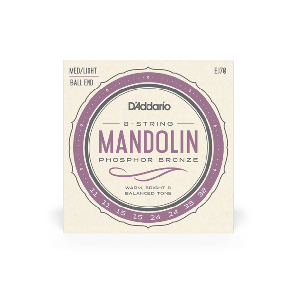 EJ70  D'Addario EJ70 Phosphor Bronze Mandolin Strings, Ball End, Medium/Light, 11-38