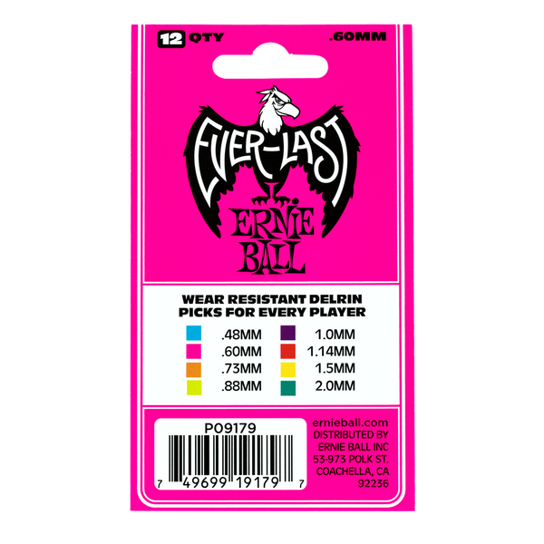 EVERLAST Plectrums. Pack of 12 Picks. 0.6mm