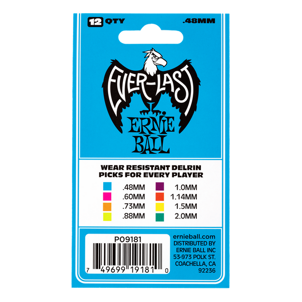 EVERLAST Plectrums. Pack of 12 Picks. 0.48mm