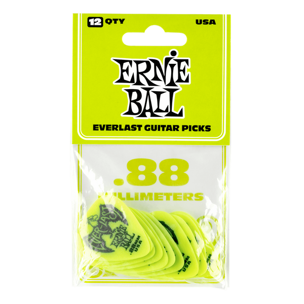 Ernie Ball  EVERLAST Plectrums. Pack of 12 Picks. 0.88mm