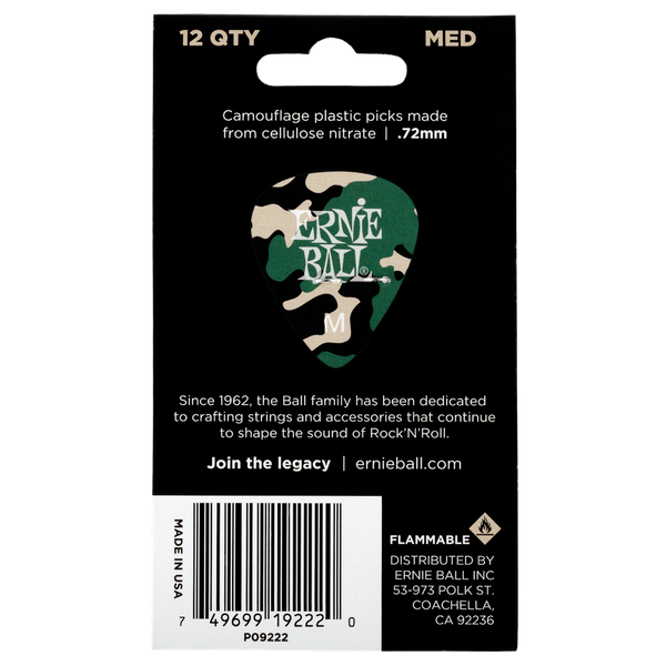 CAMOUFLAGE Plectrums. Pack of 12 picks. Medium